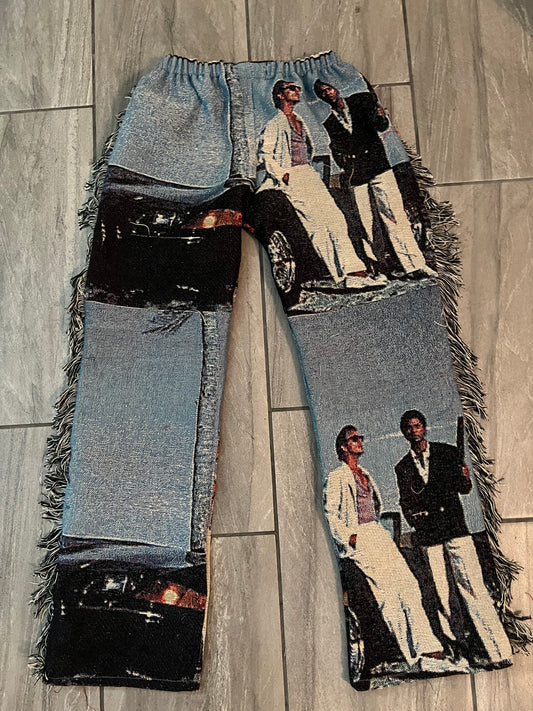 Tapestry Pants "2 Man On Car"